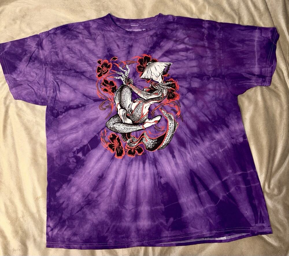 Purple Street Fighter Tie-Dye A.K.I Short Sleeve Size XXL T-Shirt